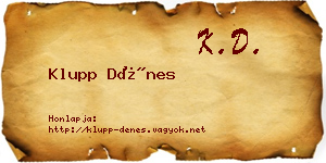 Klupp Dénes névjegykártya